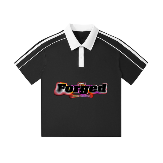 Contrast Collar Short-Sleeve Polo Shirt