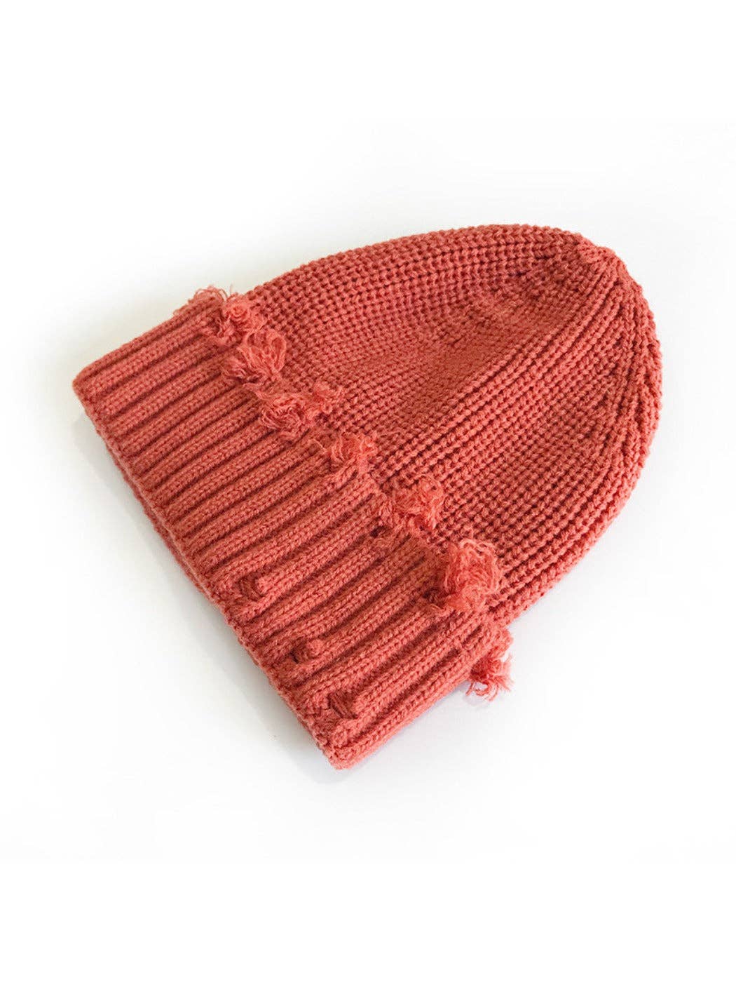 Haila - Distressed Knitted Beanie: Yellow