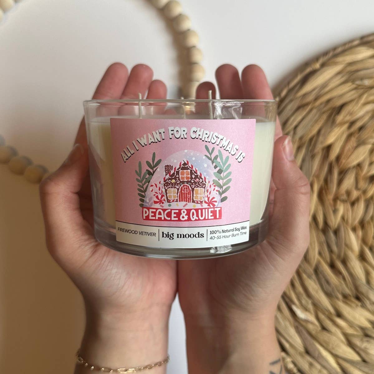 "All I want for Christmas is peace & quiet" 3Wick Soy Candle