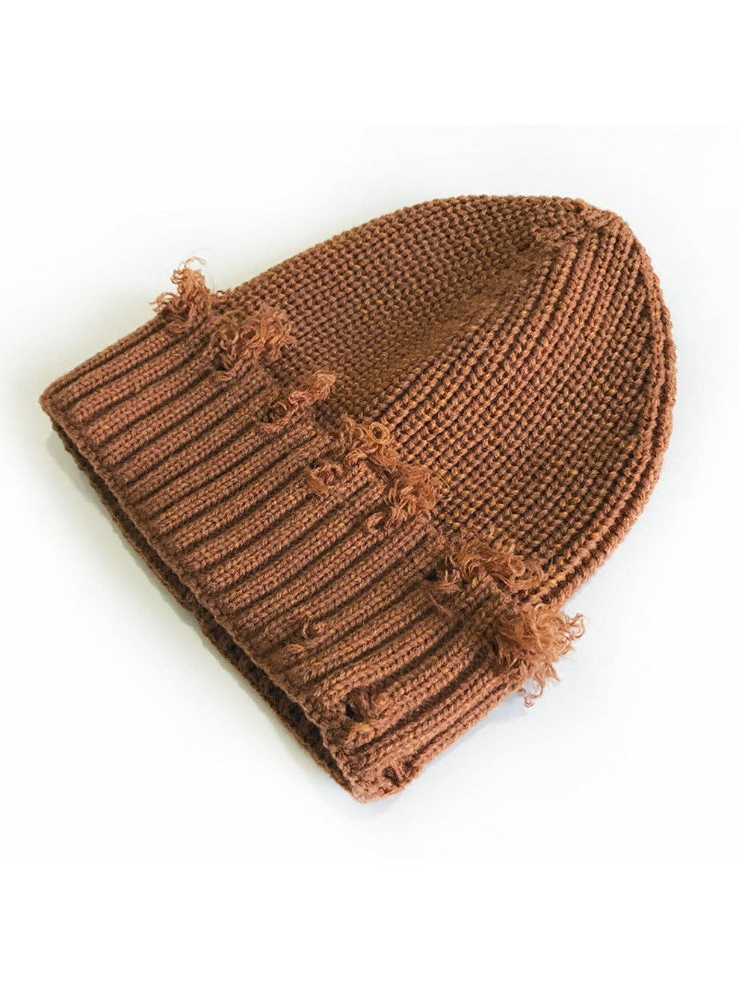 Haila - Distressed Knitted Beanie: Yellow