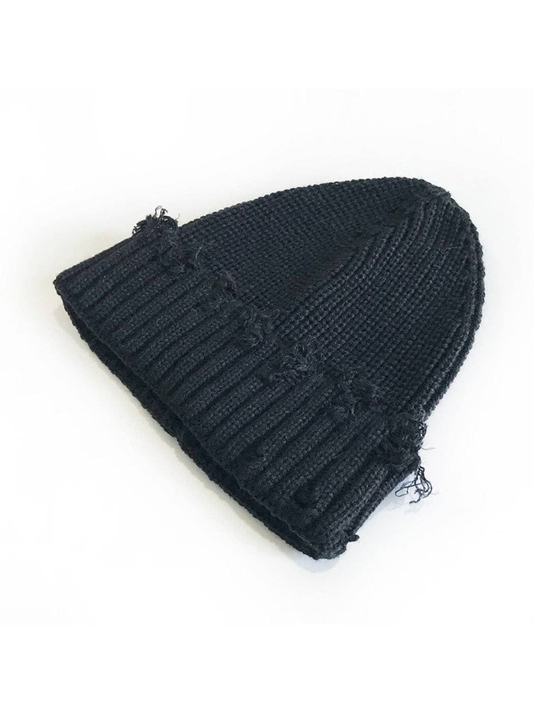 Haila - Distressed Knitted Beanie: Yellow