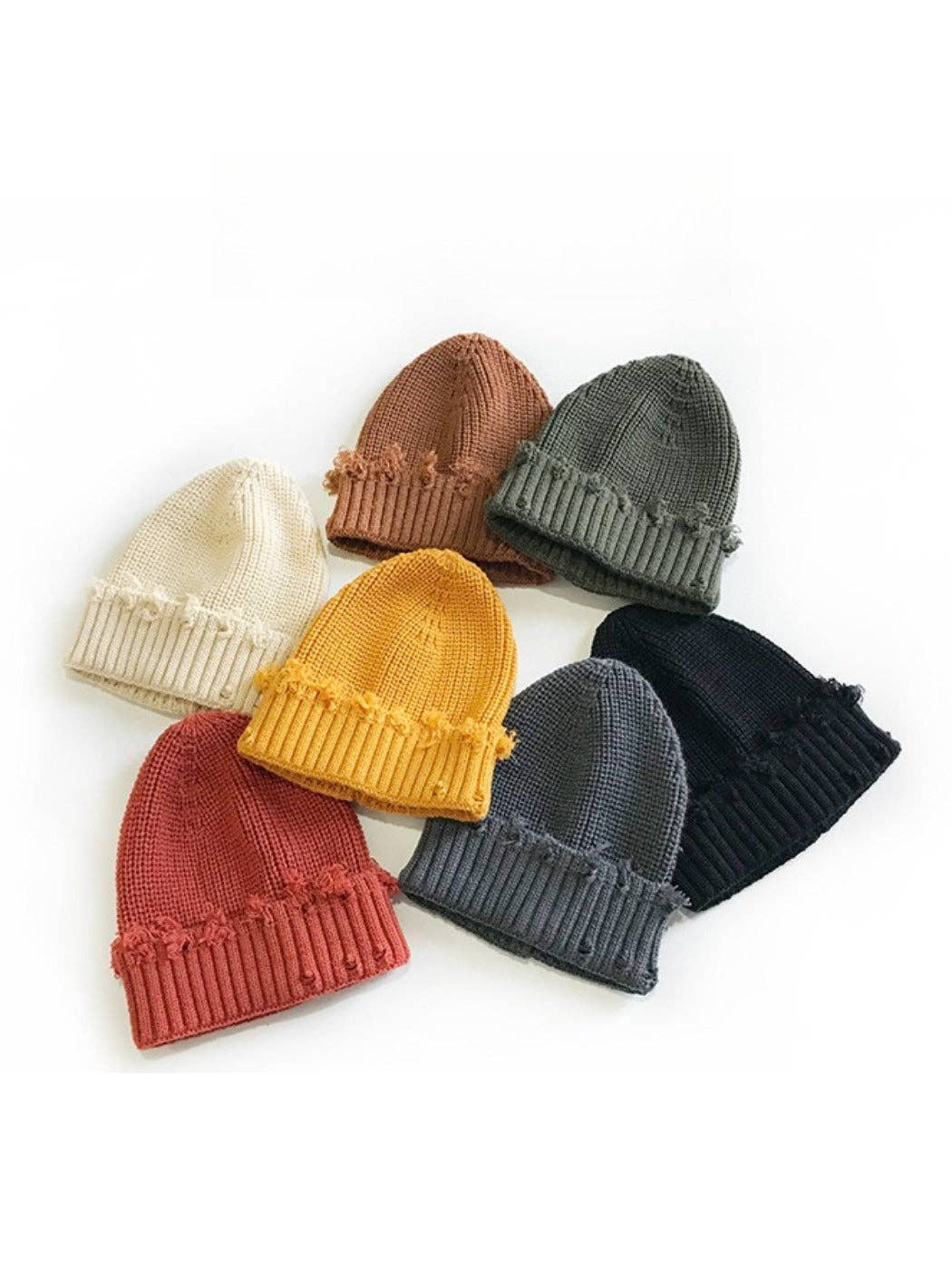 Haila - Distressed Knitted Beanie: Black