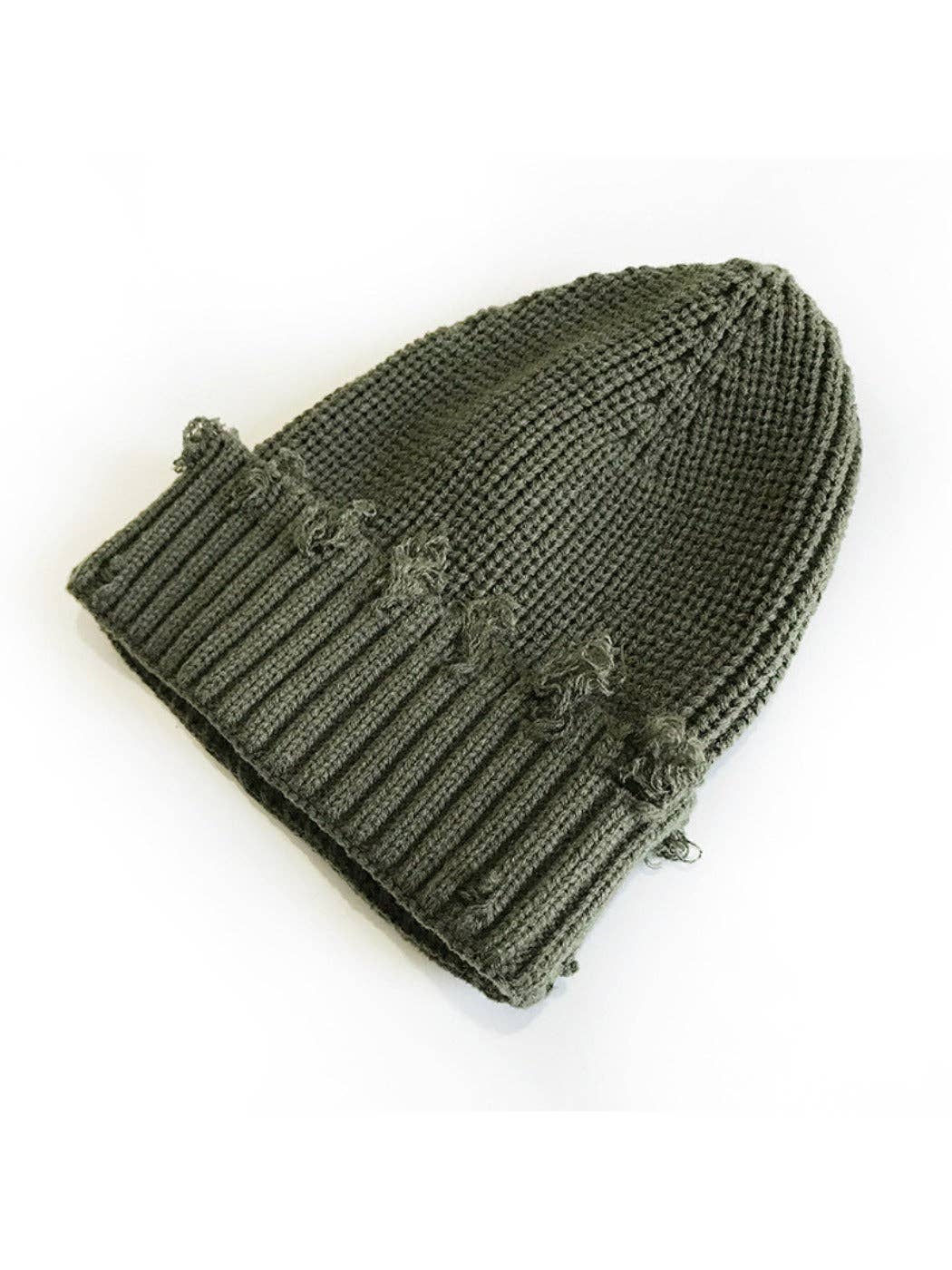Haila - Distressed Knitted Beanie: Black