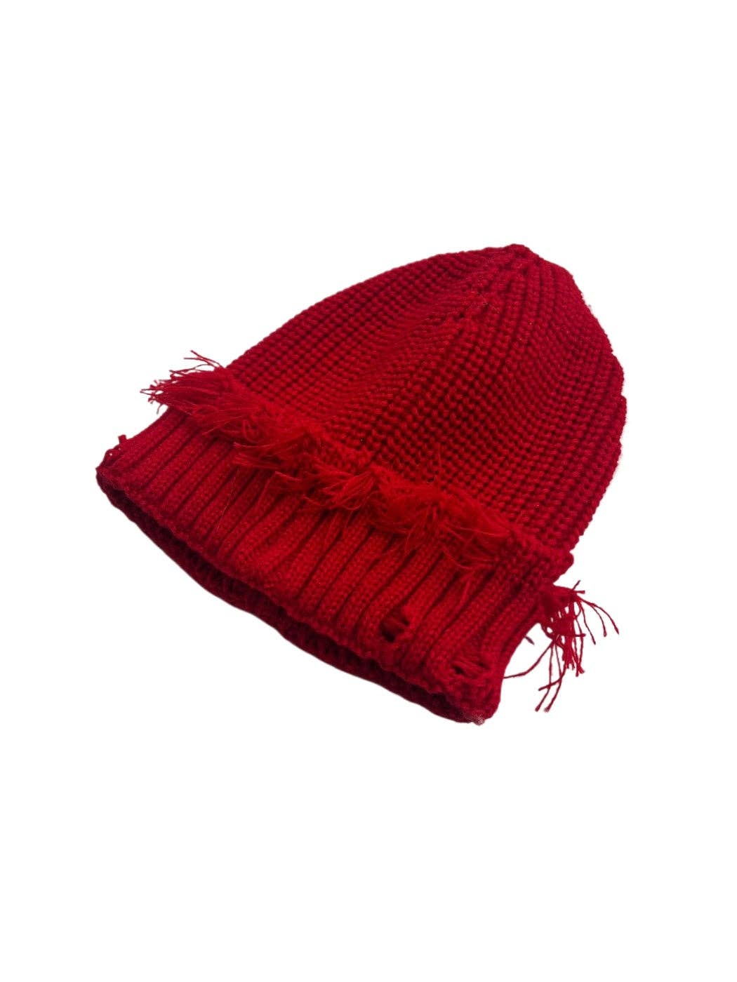 Haila - Distressed Knitted Beanie: Yellow