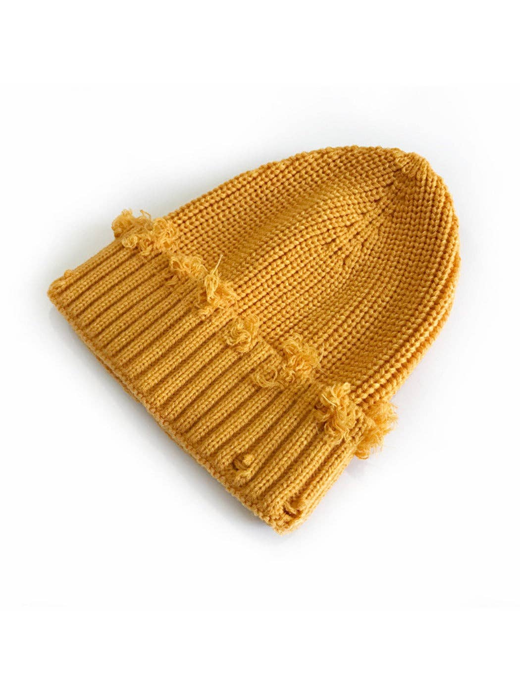 Haila - Distressed Knitted Beanie: Black